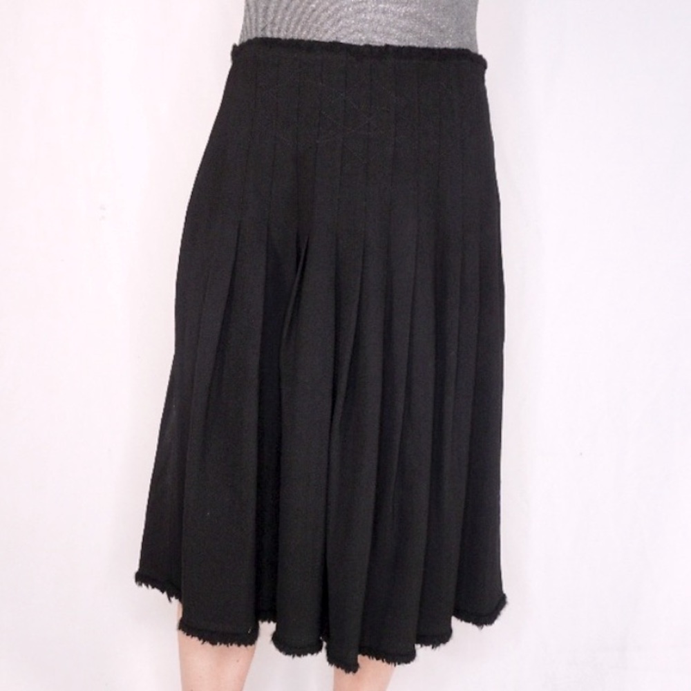 Weekend MaxMara Pleated Fringe Hem Wool Skirt